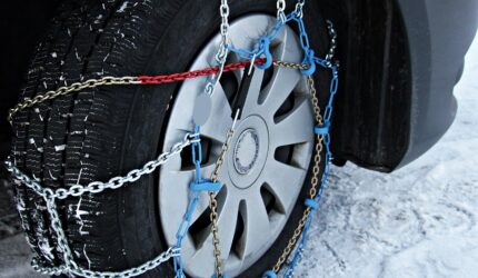 tires in snow with chains